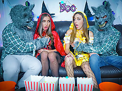 It&rsquo;s Halloween and best friends Bailey Base and Dani Blu are spending it together, watching scary movies with their dads Johnny Tattoo and Peter Green. These dads are wearing the same werewolf costume so they devise a plan to secretly switch and scare the girls enough to drive them straight to their arms.video
