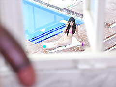 Once she latches on, she does not let go, licking and sucking until her pussy is ready for penetration. Then her neighbor shows her what a proper dickdown looks like. He pounds her sausage pocket and then busts a hot cream pie deep inside her. What a way to cool down!video